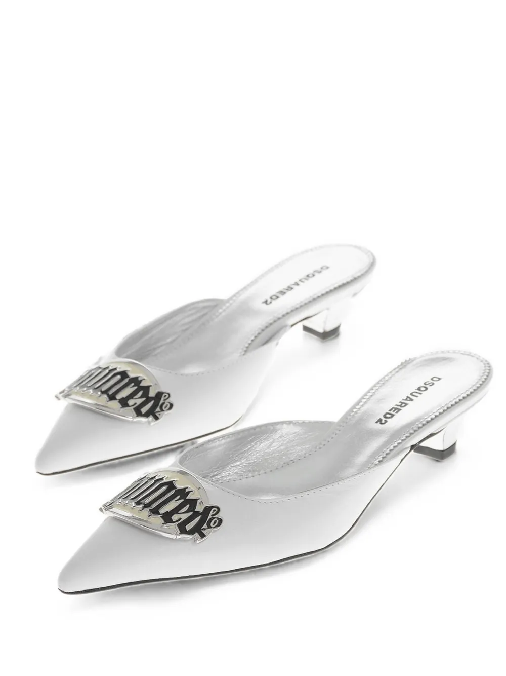 DSQUARED2 logo-plaque pointed-toe mules Zilver