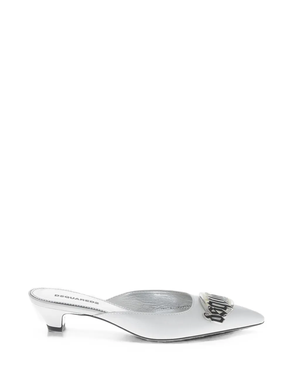 DSQUARED2 logo-plaque pointed-toe mules - Silber