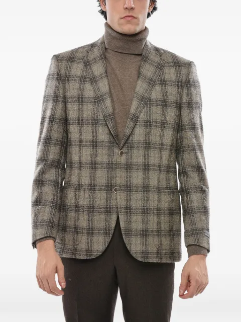 Corneliani 디스트릭트 체크 긴소매 블레이저