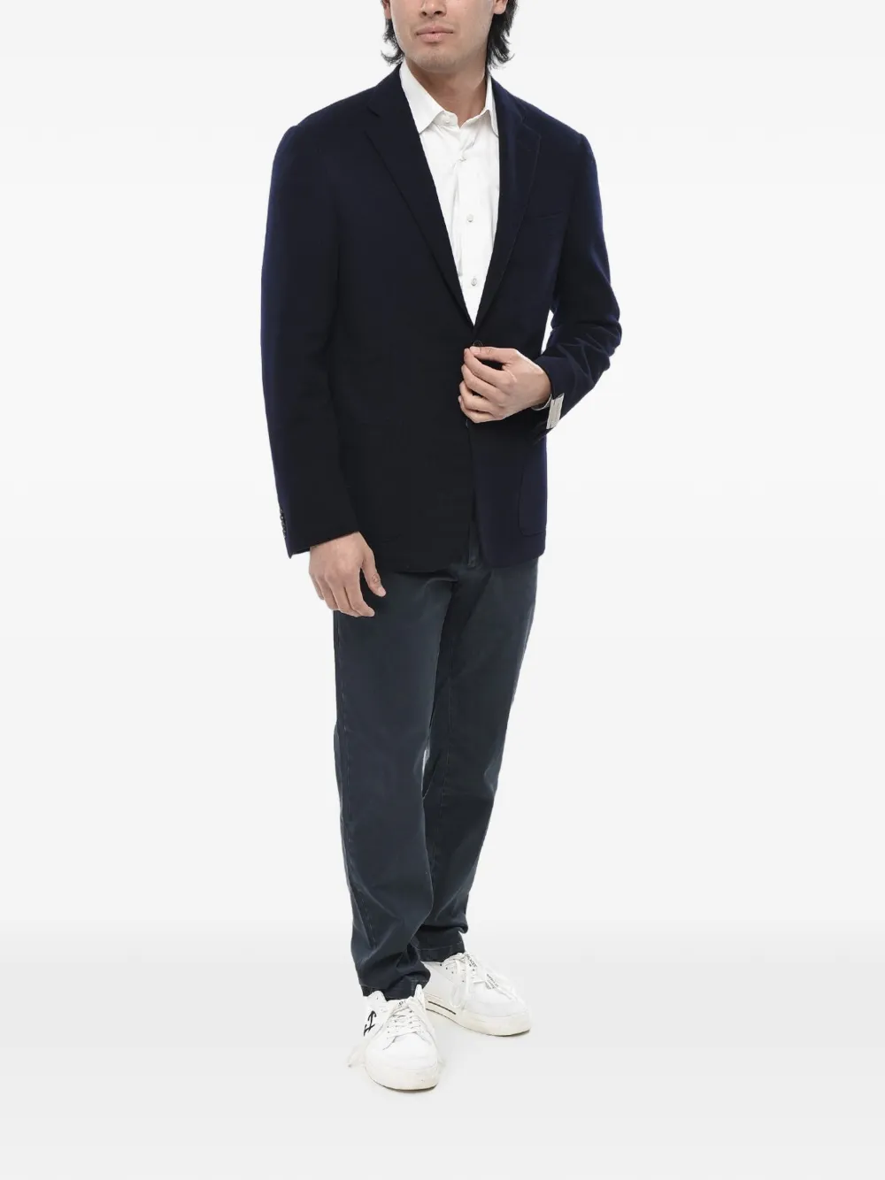 Corneliani Single-breasted Patch-pocket Blazer In Blue