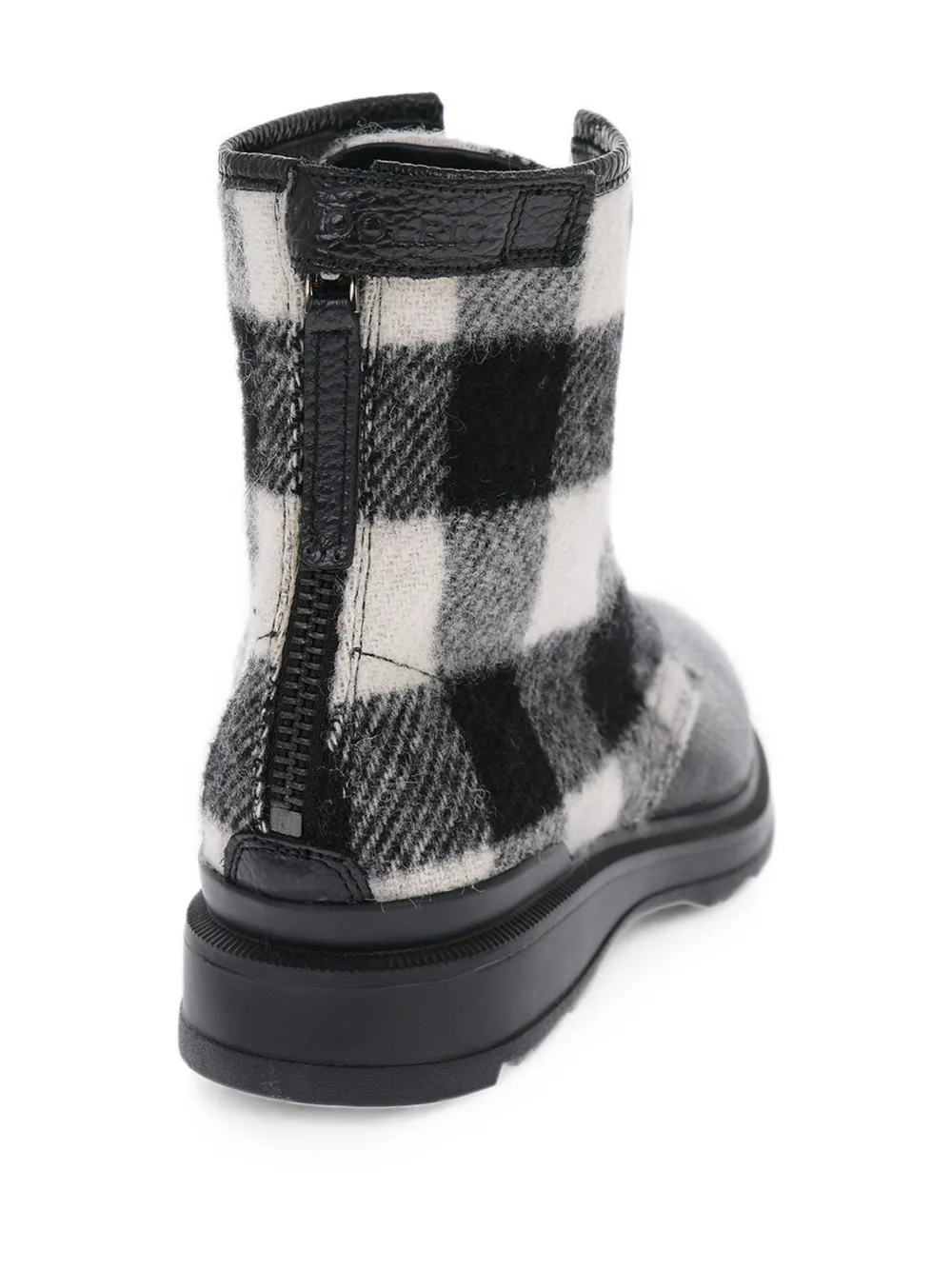 Woolrich check wool-panelled leather ankle boots Zwart
