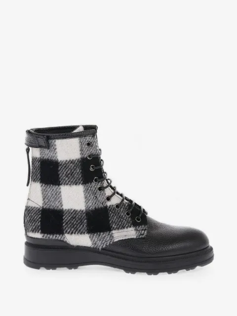 Woolrich bottines en cuir à empiècements en laine à carreaux
