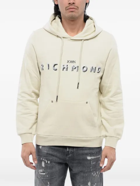 John Richmond embroidered-logo brushed hoodie