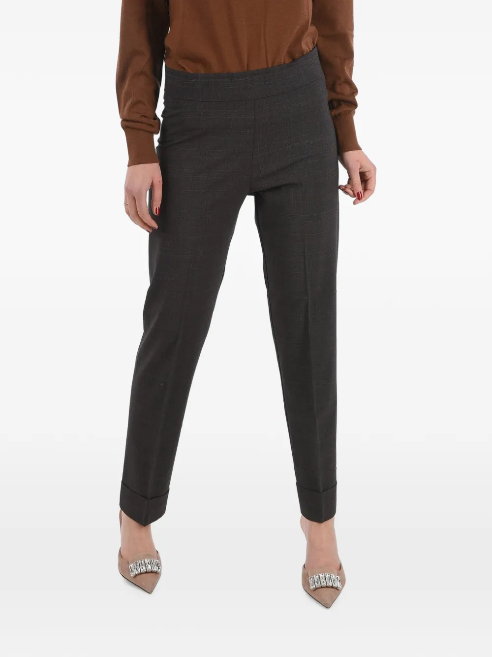 Avenue Montaigne checked turn-up trousers