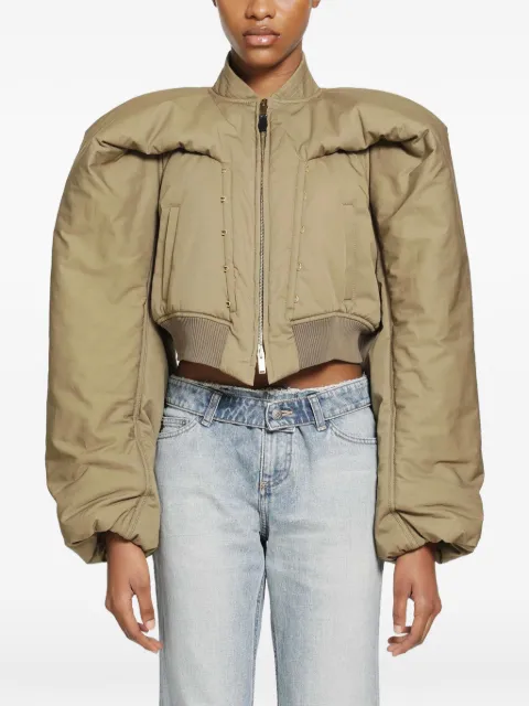 Alexander McQueen exaggerated-shoulder cropped bomber jacket
