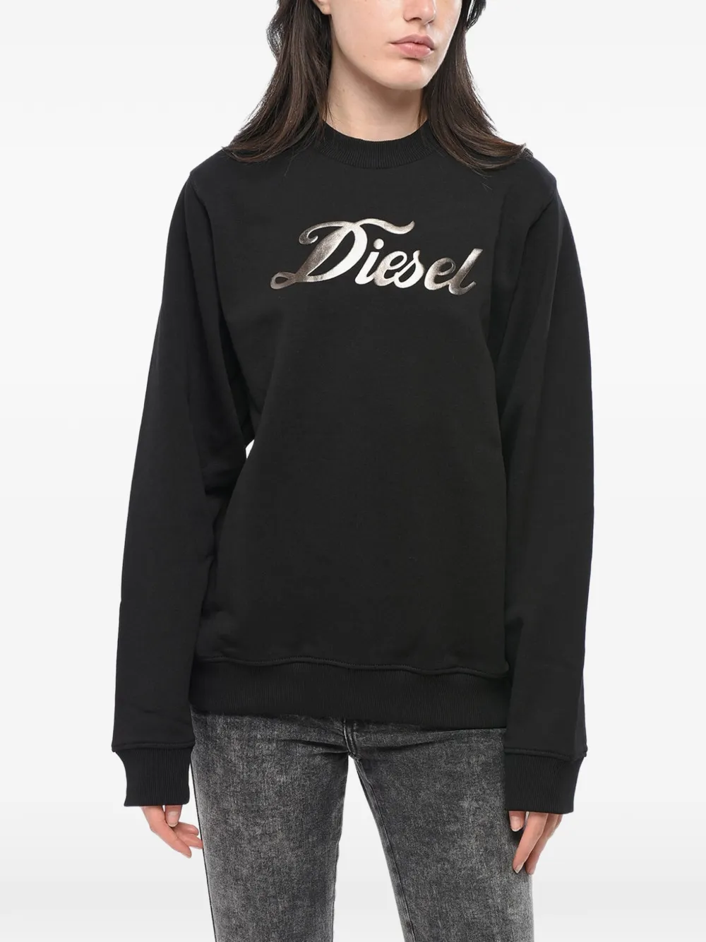 Diesel logo-print brushed sweatshirt - Schwarz