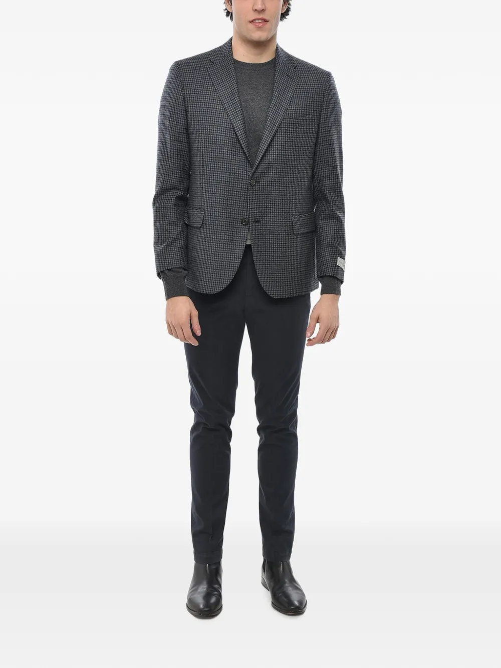 Corneliani Nino Danieli Checked Single-breasted Blazer In Blue