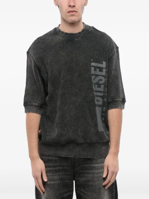 Diesel 로고 프린트 와플 니트 스웨트셔츠