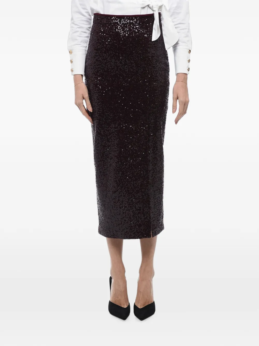 In The Mood For Love sequin-embellished midi skirt - Red