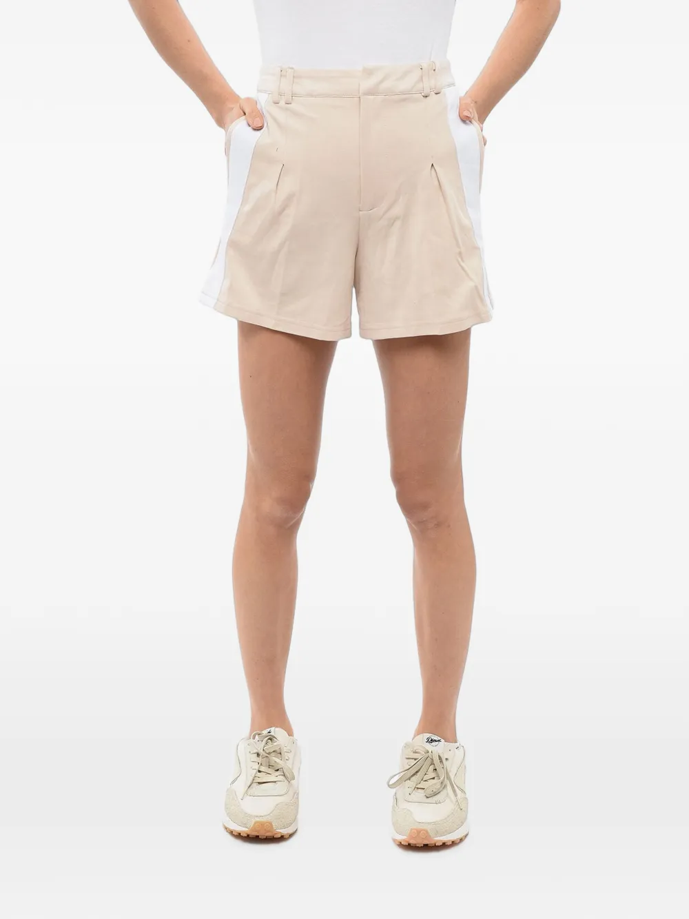 John Richmond side-stripe pleated shorts - Nude