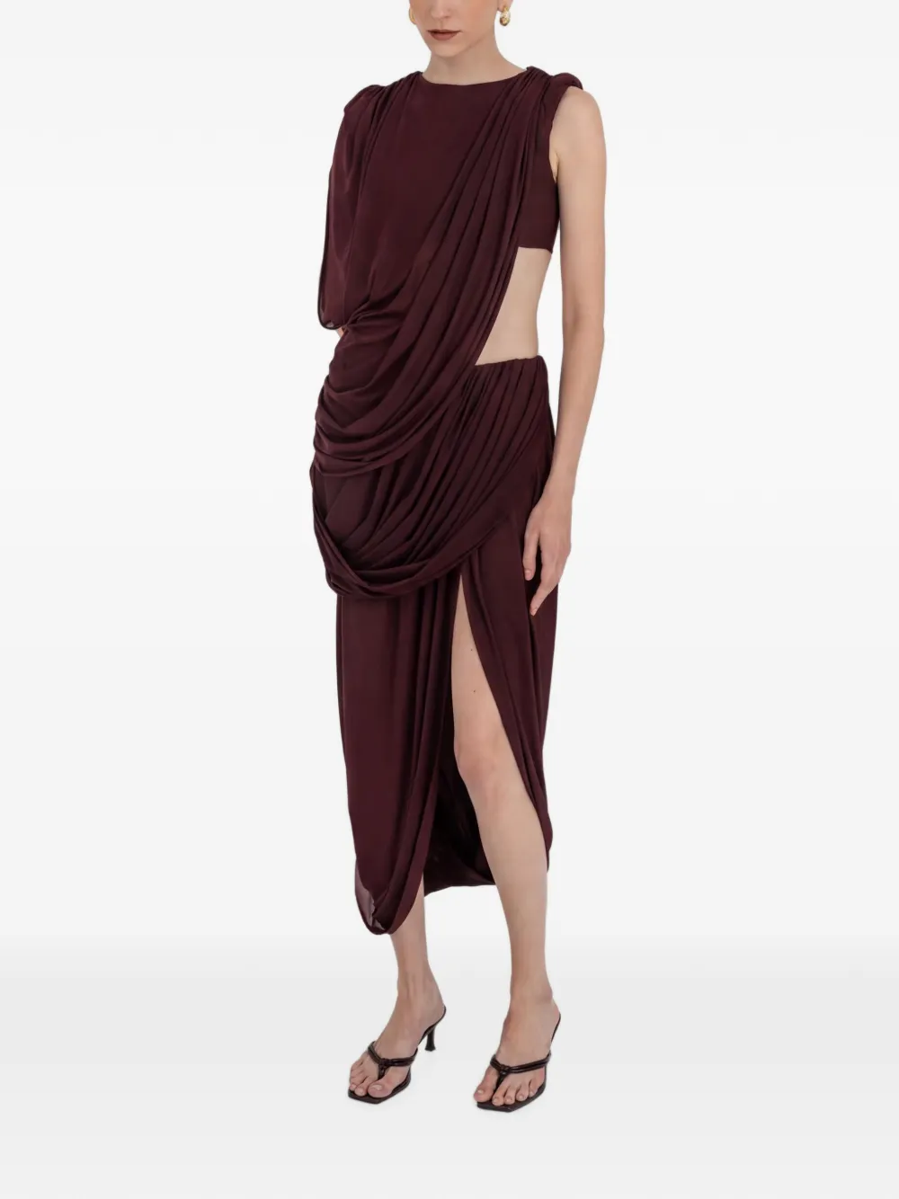 Maygel Coronel Leon draped side-slit midi skirt - Rot