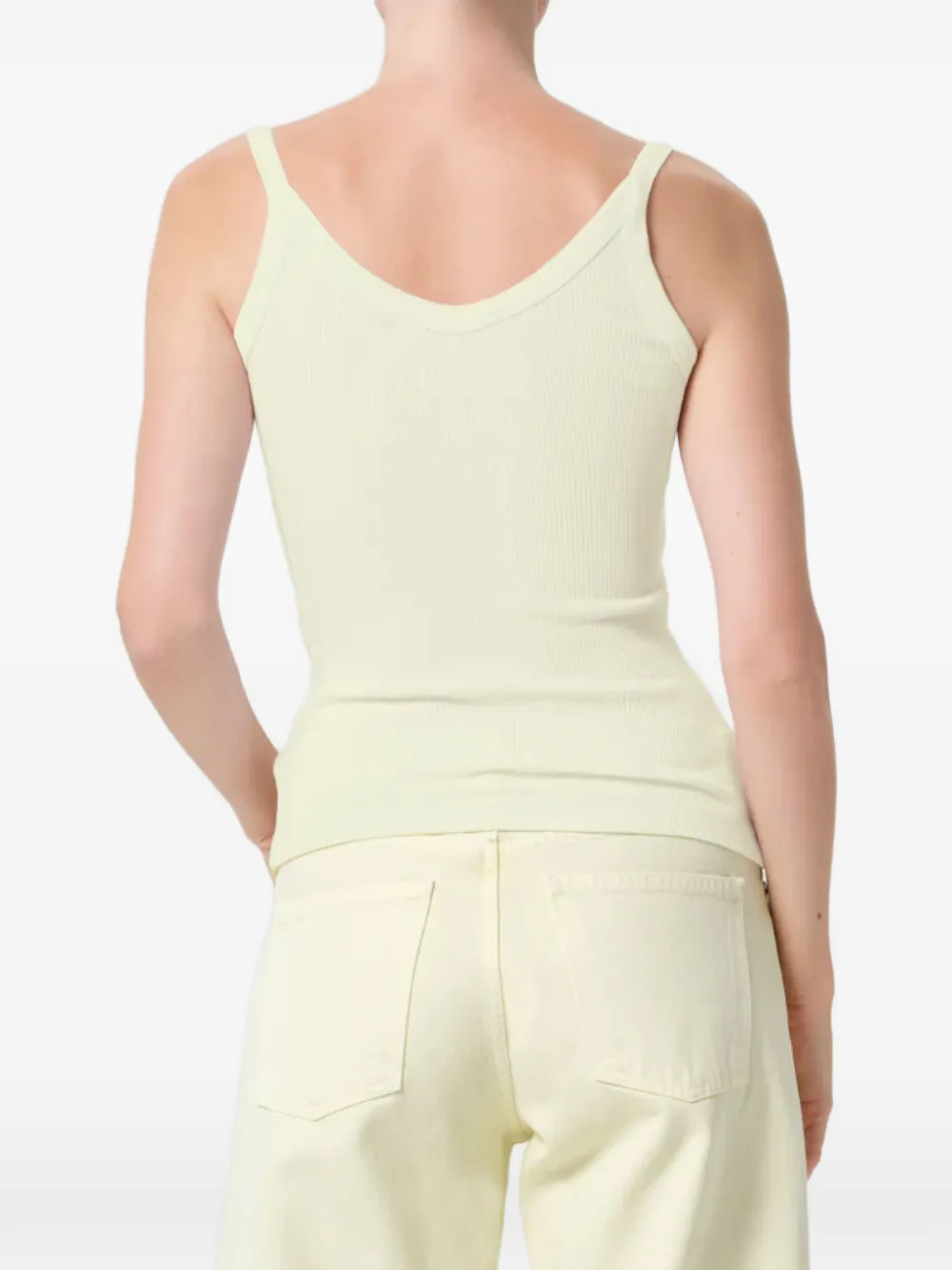 AGOLDE Jordan ribgebreide tanktop met diepe ronde hals Geel