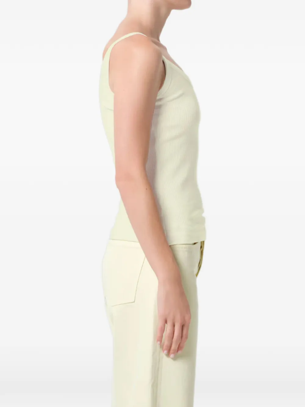 AGOLDE Jordan ribgebreide tanktop met diepe ronde hals Geel