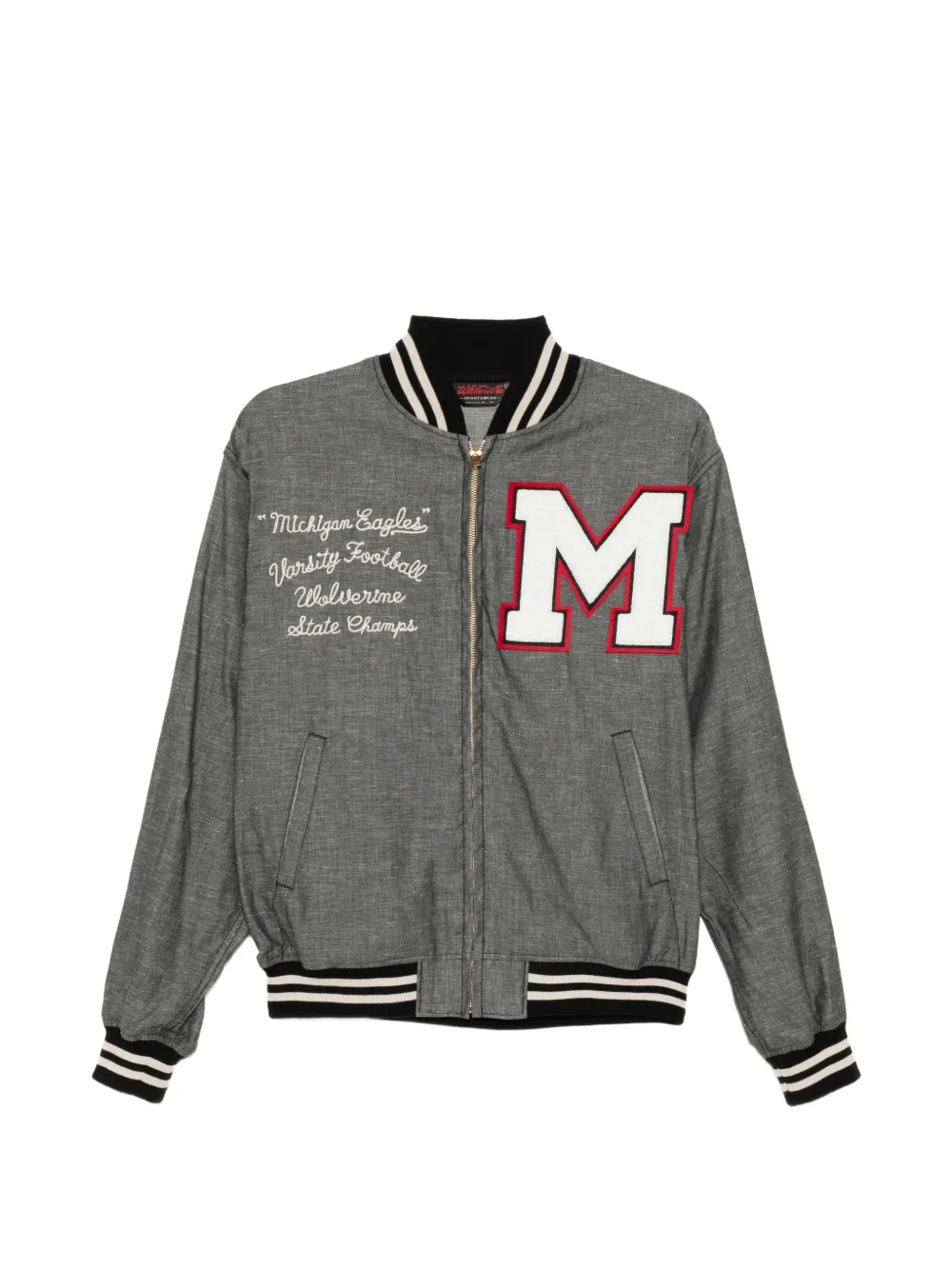 Whitesville letter-patch bomber jacket - Grey