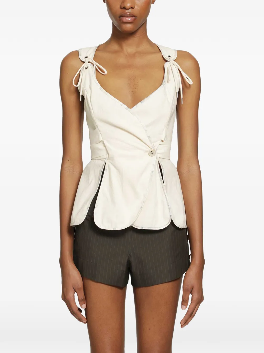 Vivienne Westwood Roxy wrap-style top - Toni neutri