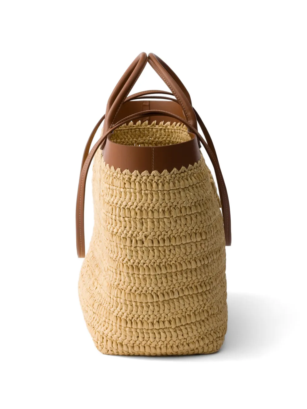 Prada Medium gehaakte en leren shopper Beige