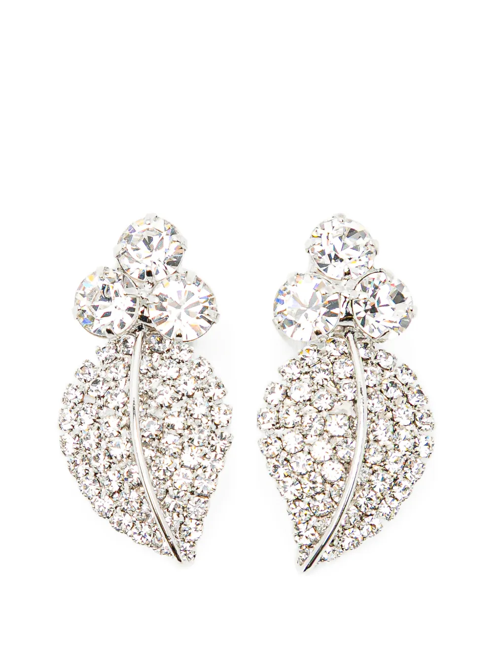 Jennifer Behr crystal-embellished leaf earrings - Argento