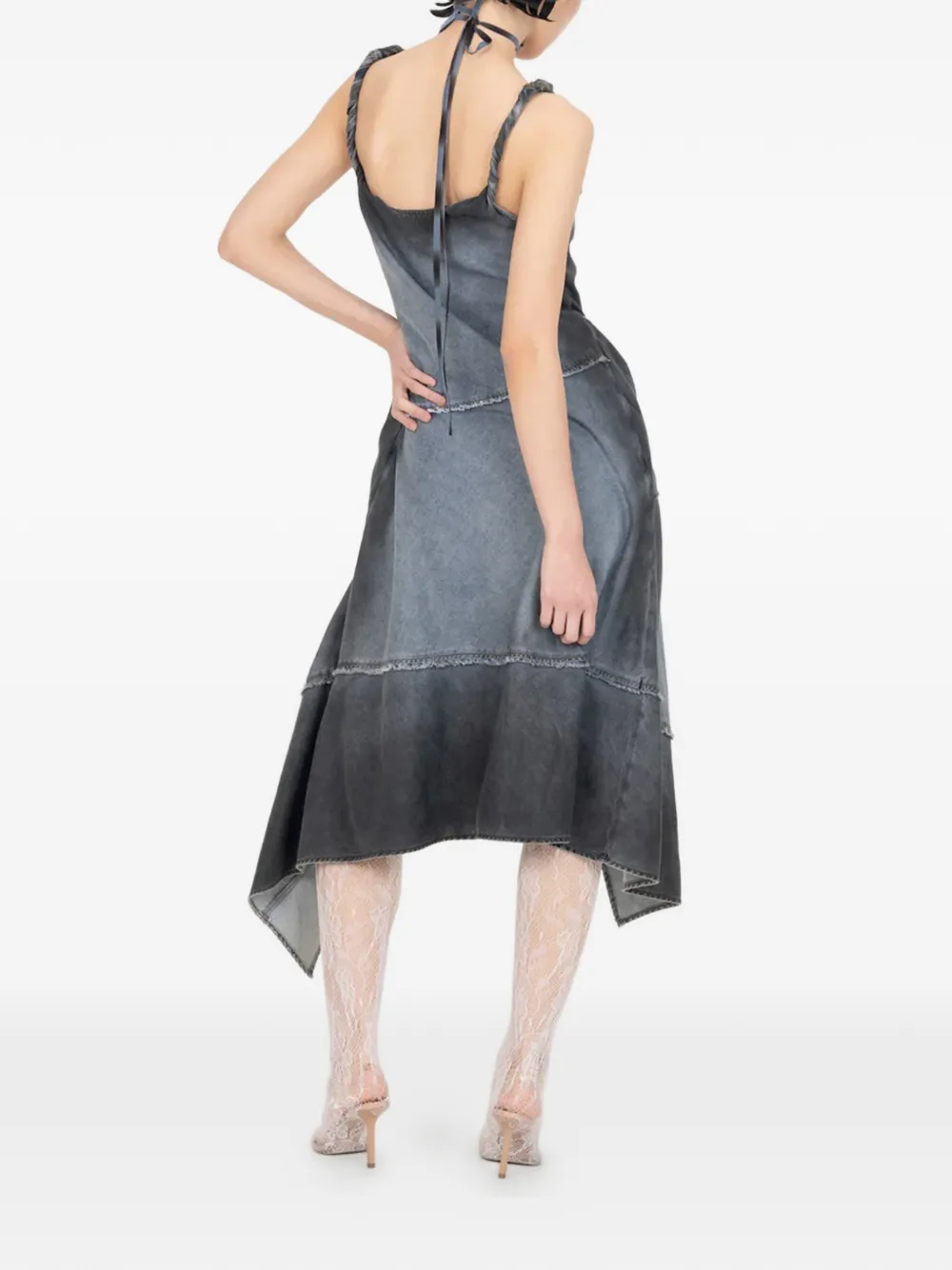 Feng Chen Wang Gelaagde jurk met gedraaid detail Blauw