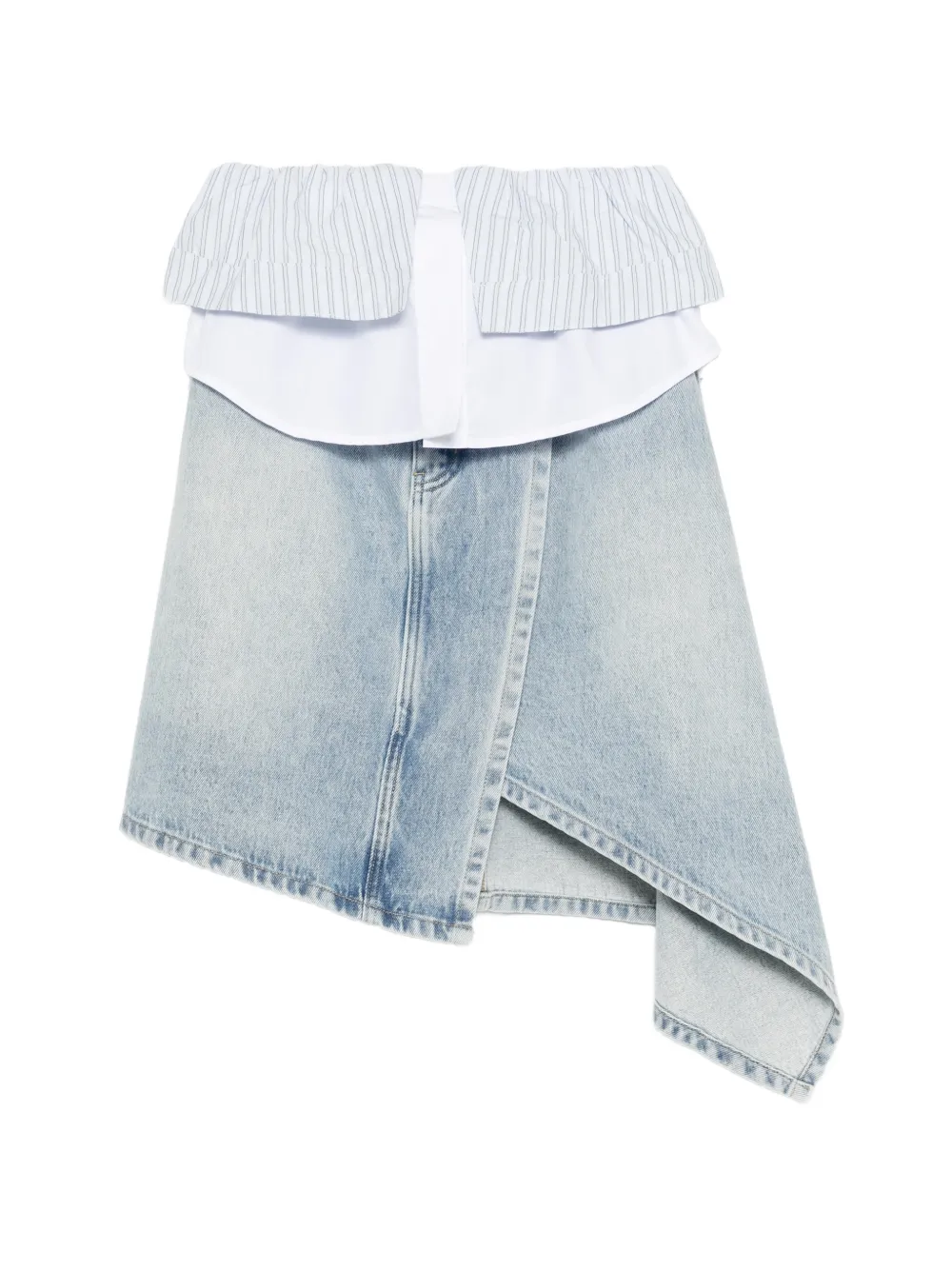 Feng Chen Wang asymmetric panelled denim skirt - Blau