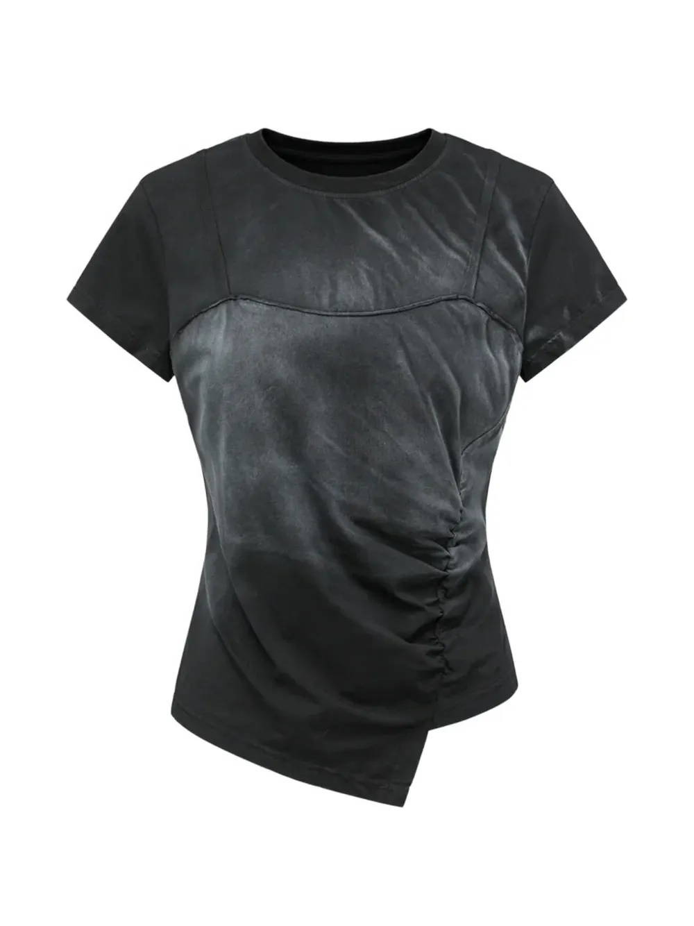 Feng Chen Wang Ruched Asymmetric T-shirt In Black