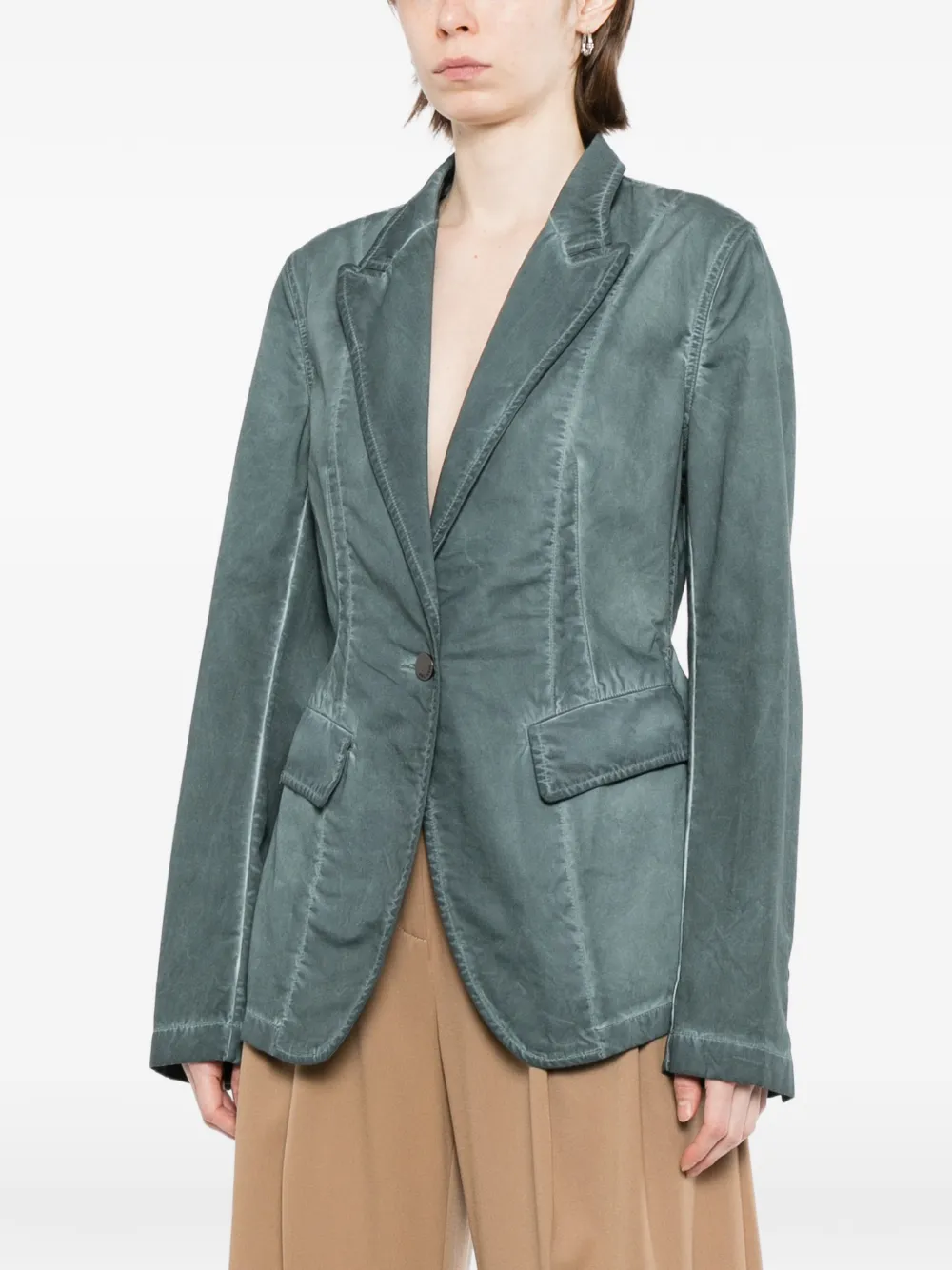 Uma Wang Blazer met enkele rij knopen en gekerfde revers Groen
