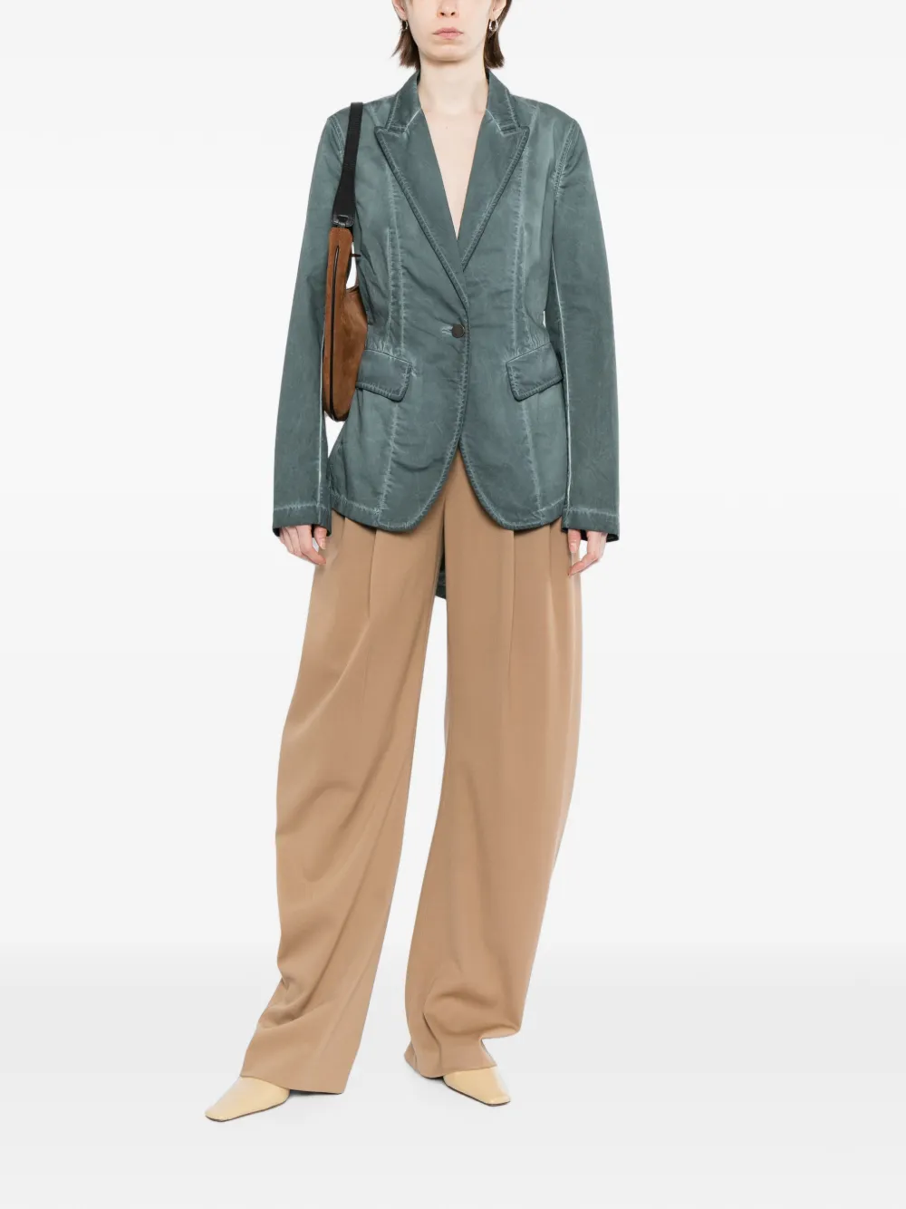 Uma Wang Blazer met enkele rij knopen en gekerfde revers Groen