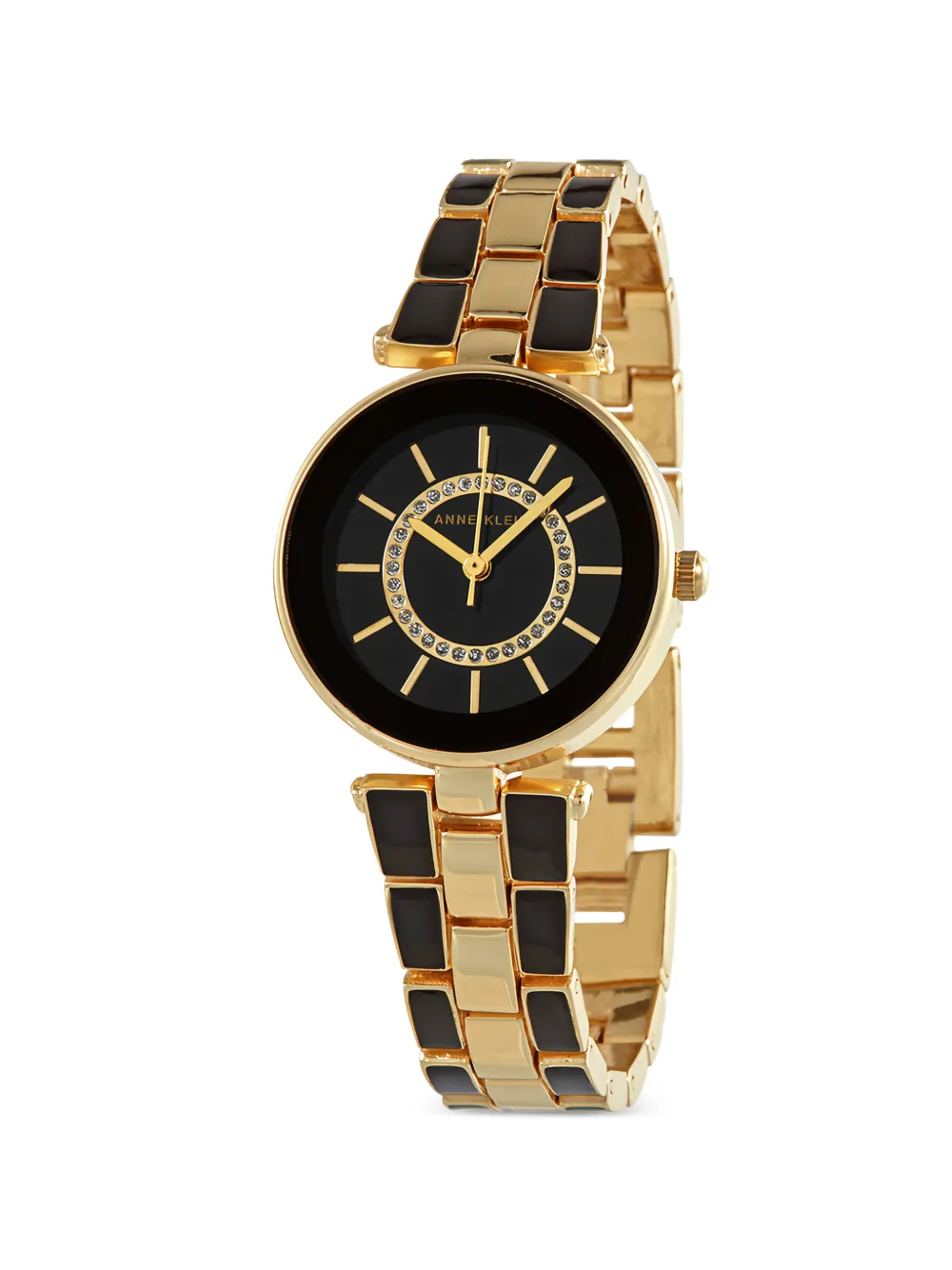 ANNE KLEIN crystal enamel-inlay 28mm watch - Schwarz