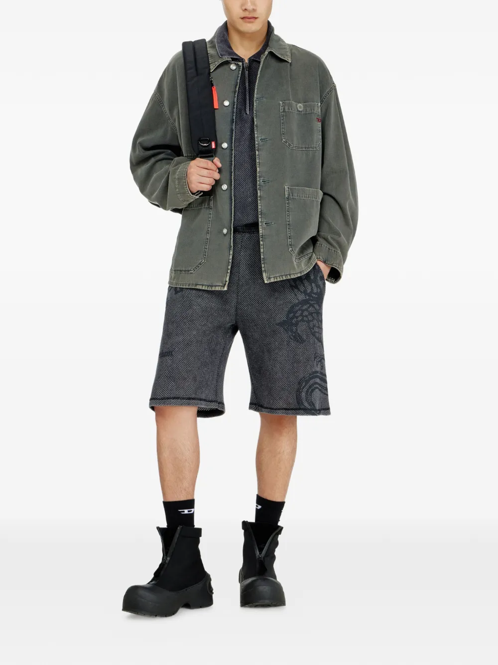 Diesel Shorts met grafische print Grijs