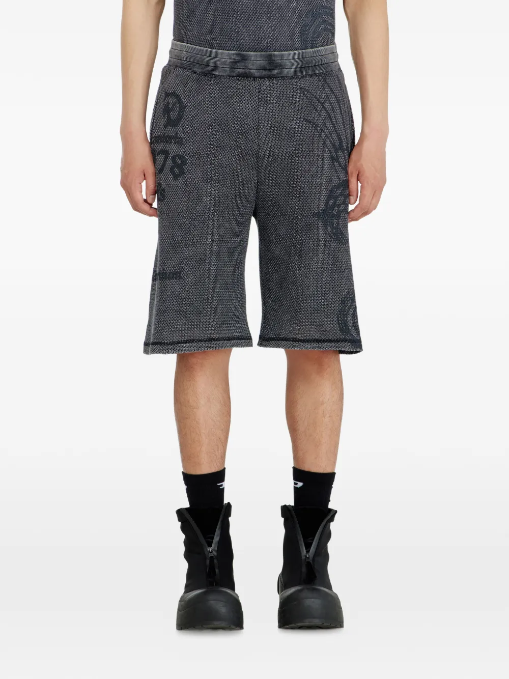 Diesel Shorts met grafische print Grijs
