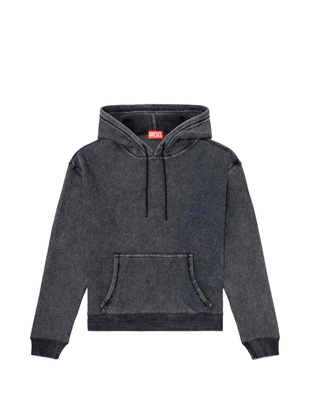 Diesel jacquard-mesh drawstring cotton hoodie - Grigio