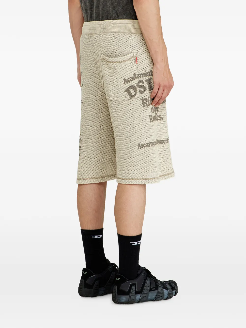 Diesel Mesh katoenen joggingshorts met print Beige