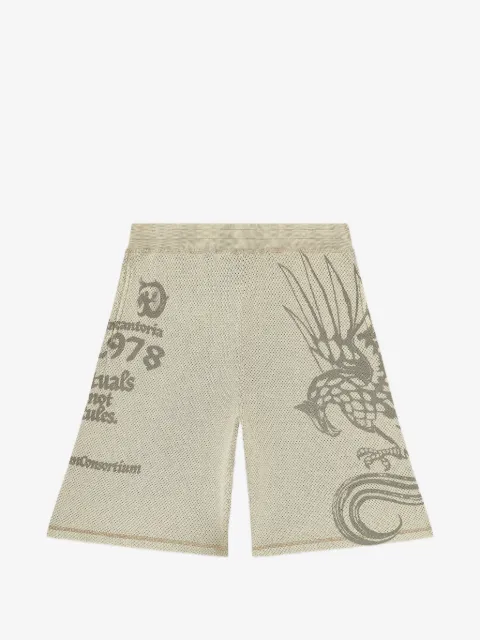 Diesel mesh cotton sweatshorts with prints