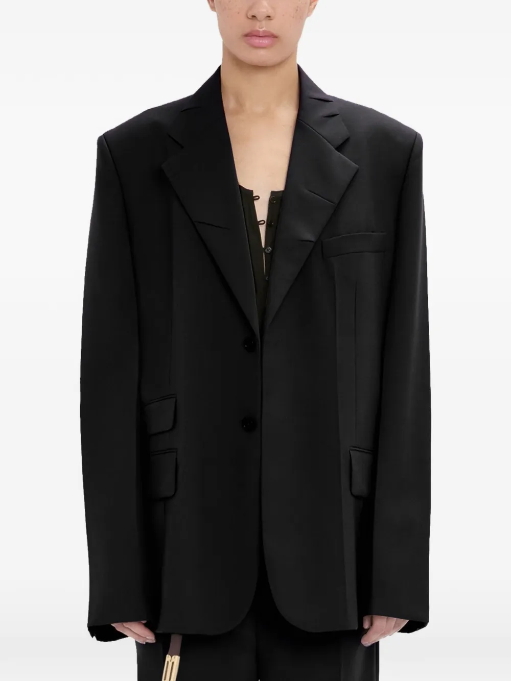 Victoria Beckham Blazer met enkele rij knopen Zwart
