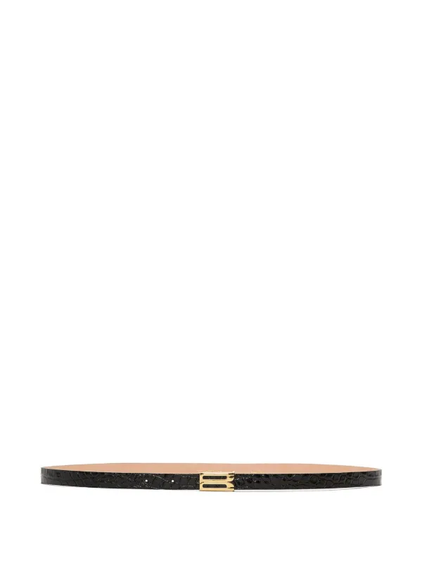 Victoria Beckham Micro Dorian Croc-effect Leather Belt in Black