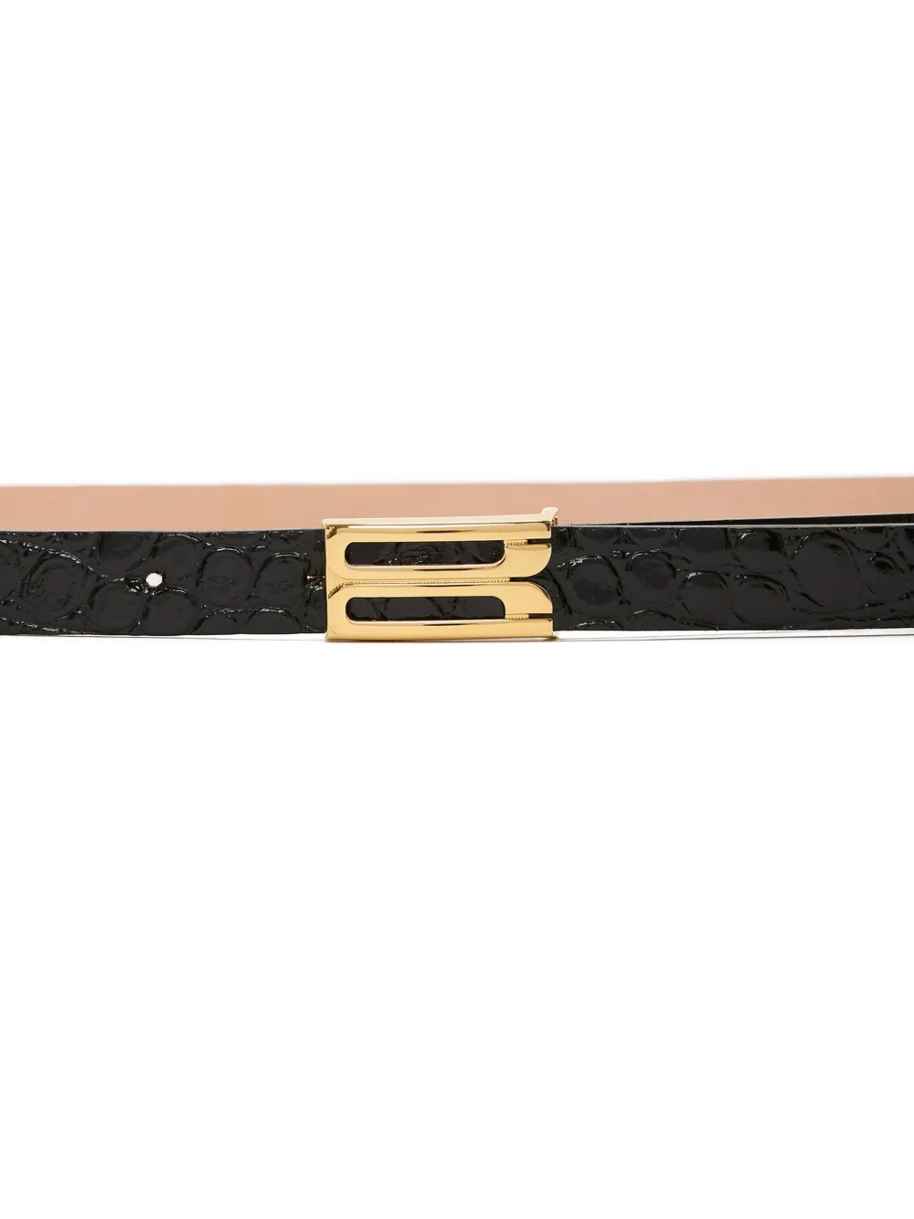 Victoria Beckham Dorian leren micro-riem met krokodillen-reliëf Zwart