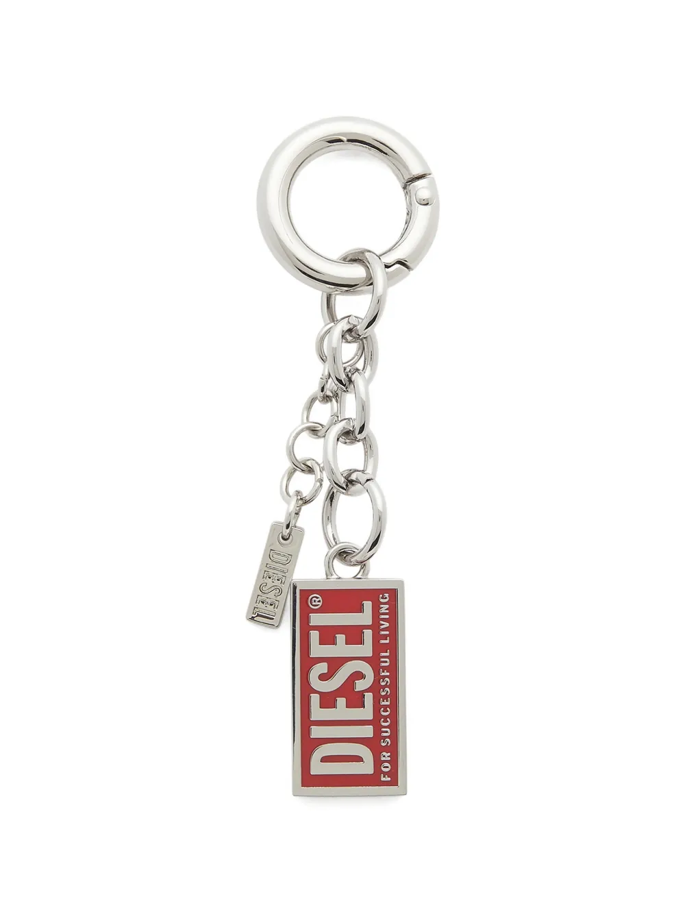 Diesel logo-charm keyring - Silver