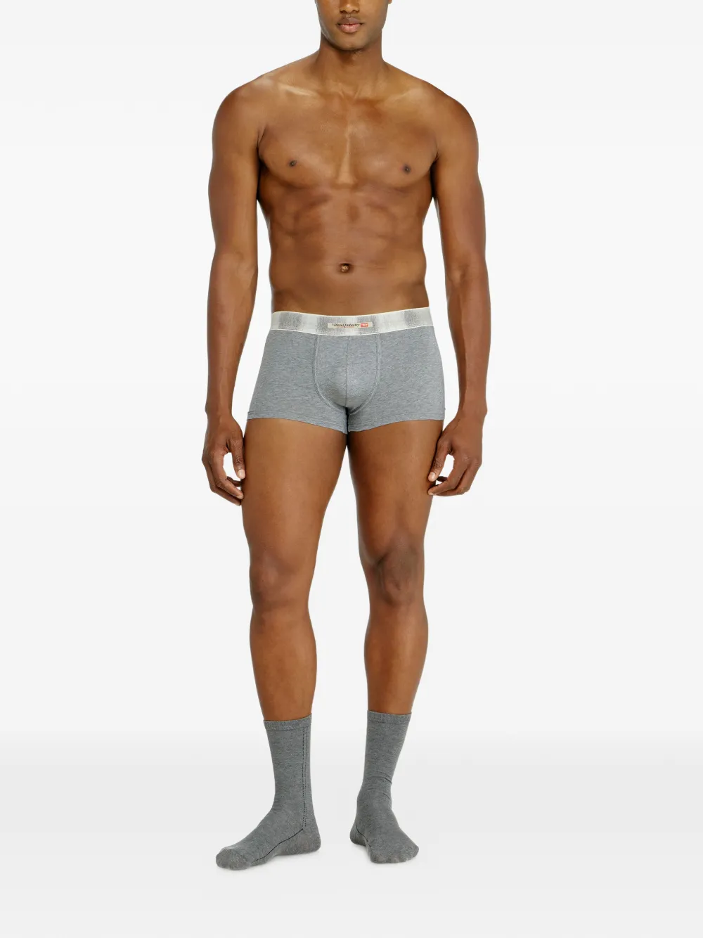 Diesel Drie stretch katoenen boxershorts met satijnen tailleband Grijs