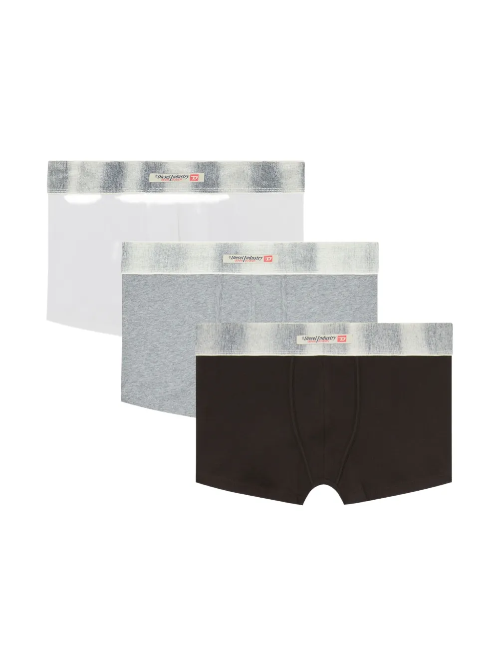 Diesel Drie stretch katoenen boxershorts met satijnen tailleband Grijs