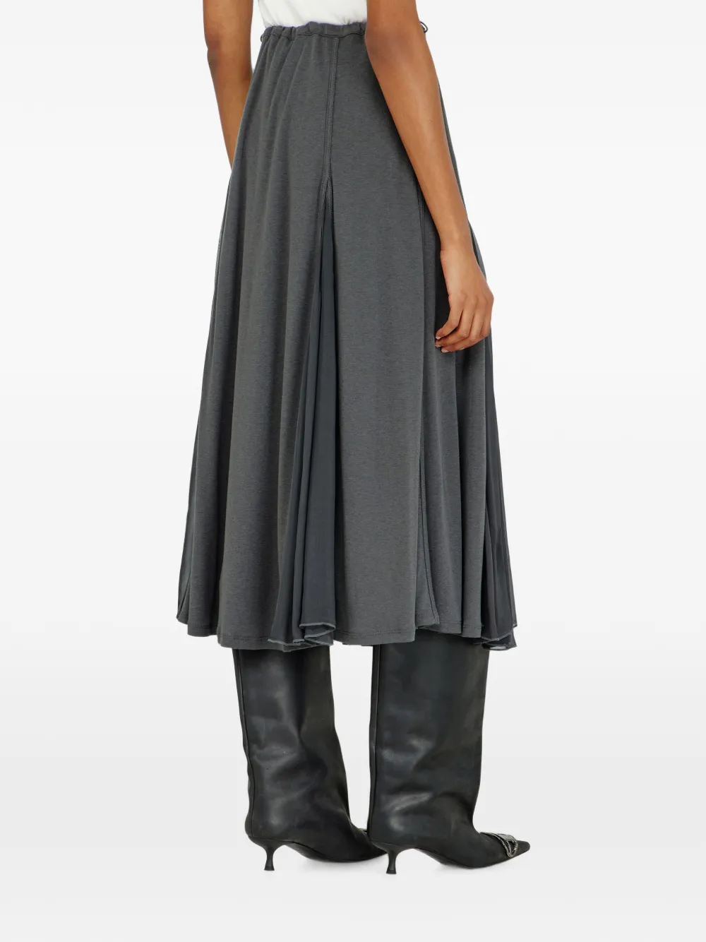 Diesel Geribbelde jersey en chiffon midi-rok Grijs