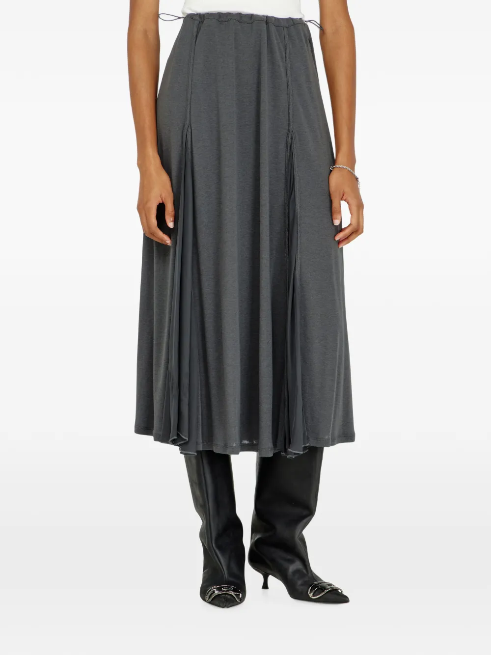 Diesel Geribbelde jersey en chiffon midi-rok Grijs