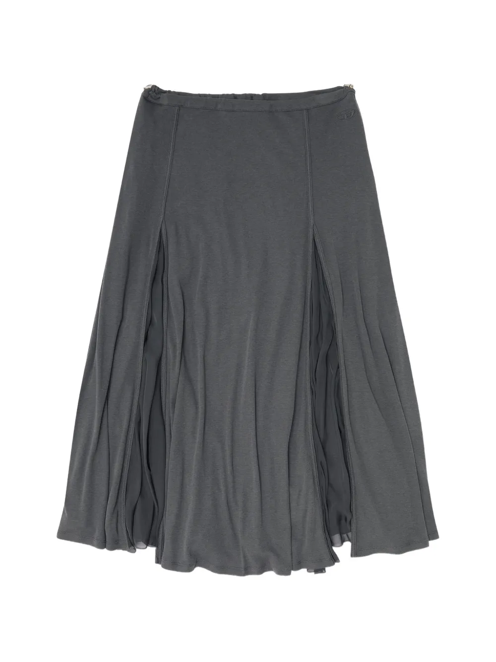 Diesel midi skirt in ribbed jersey and chiffon - Grigio