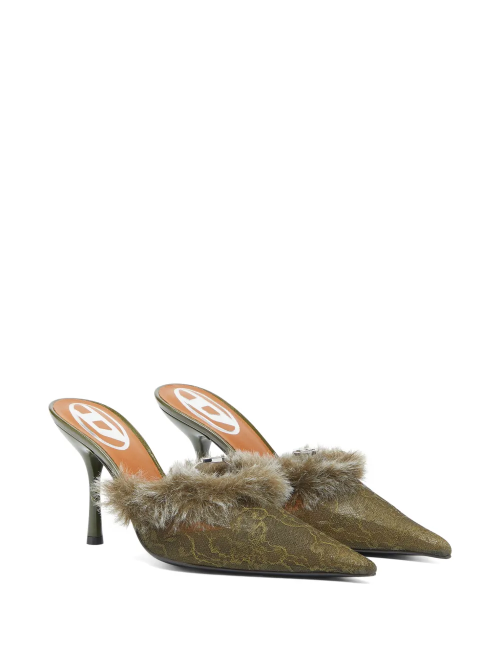  Diesel Mules D-jewels Con Tacón - Verde 