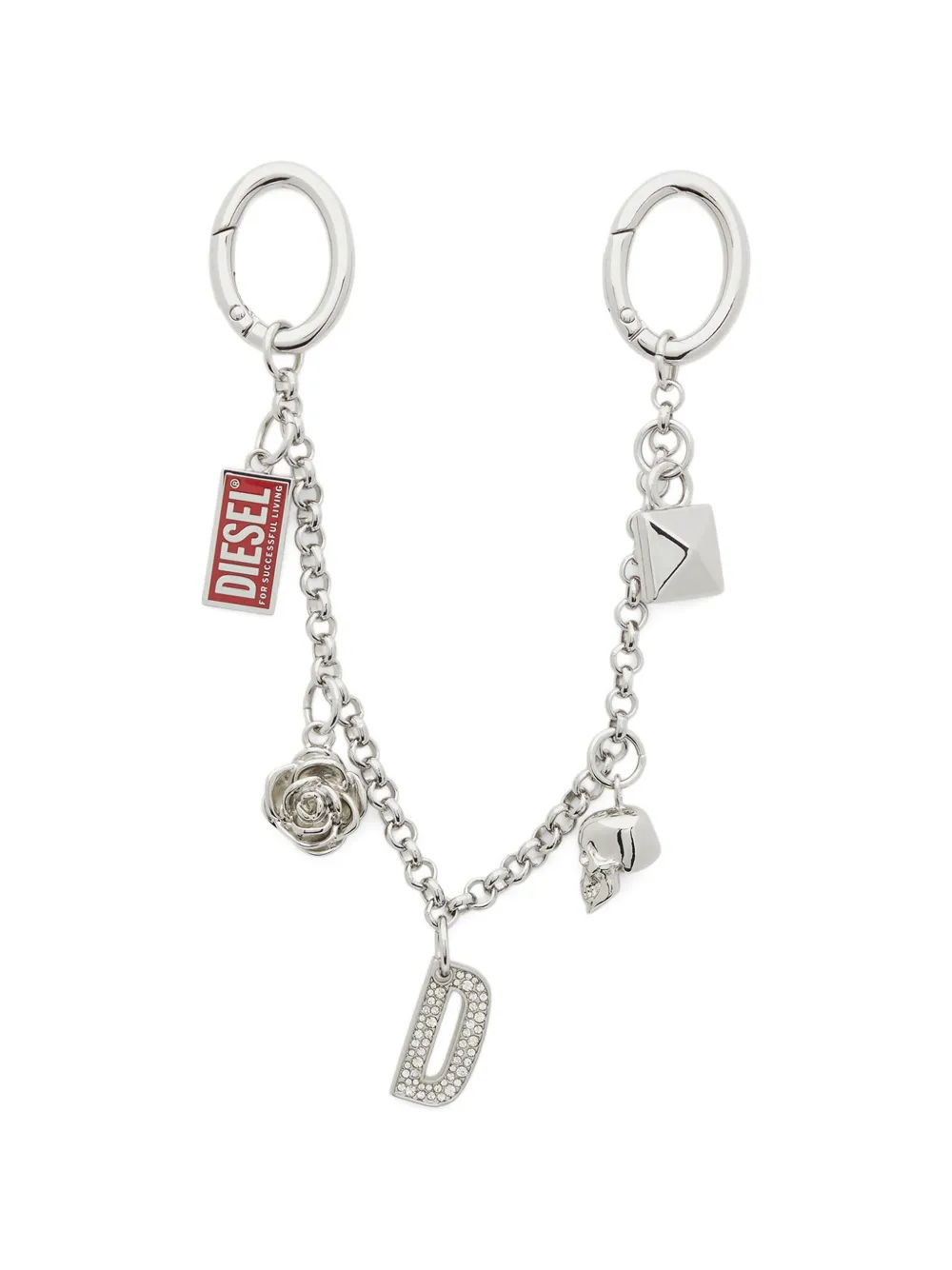 Diesel charm-embellished chain keyring - Argento