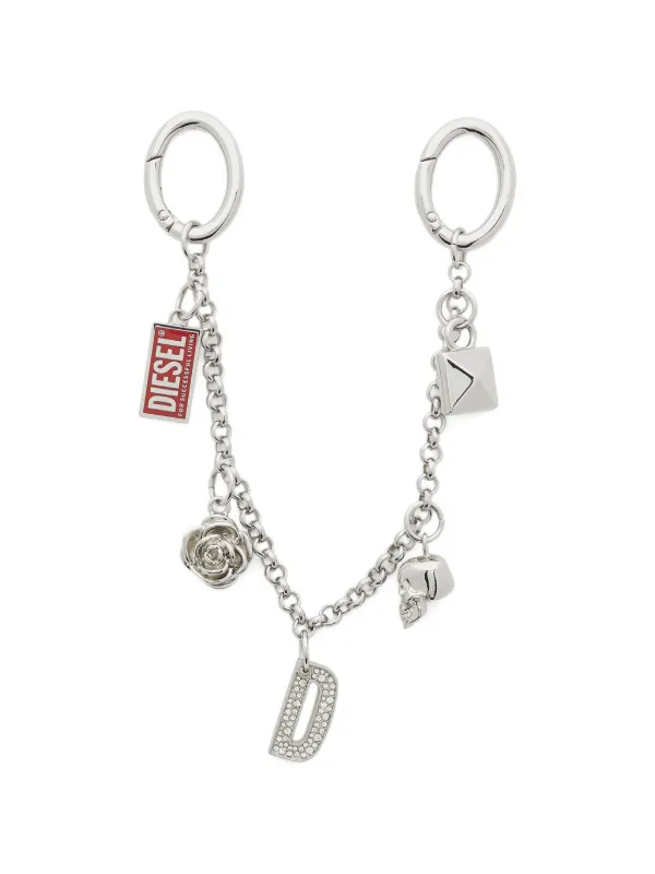 DIESEL シルバー チャーム付きキーホルダー Diesel チャーム キーホルダー | シルバートーン | FARFETCH JP