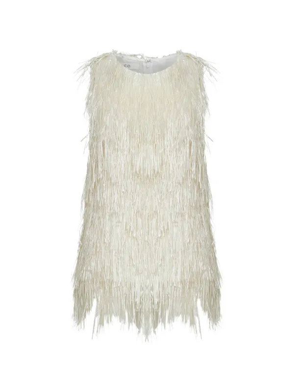 Co Metallic Fringe-trimmed Top in Neutrals
