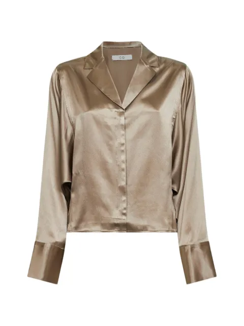 Co silk lapel-collar shirt