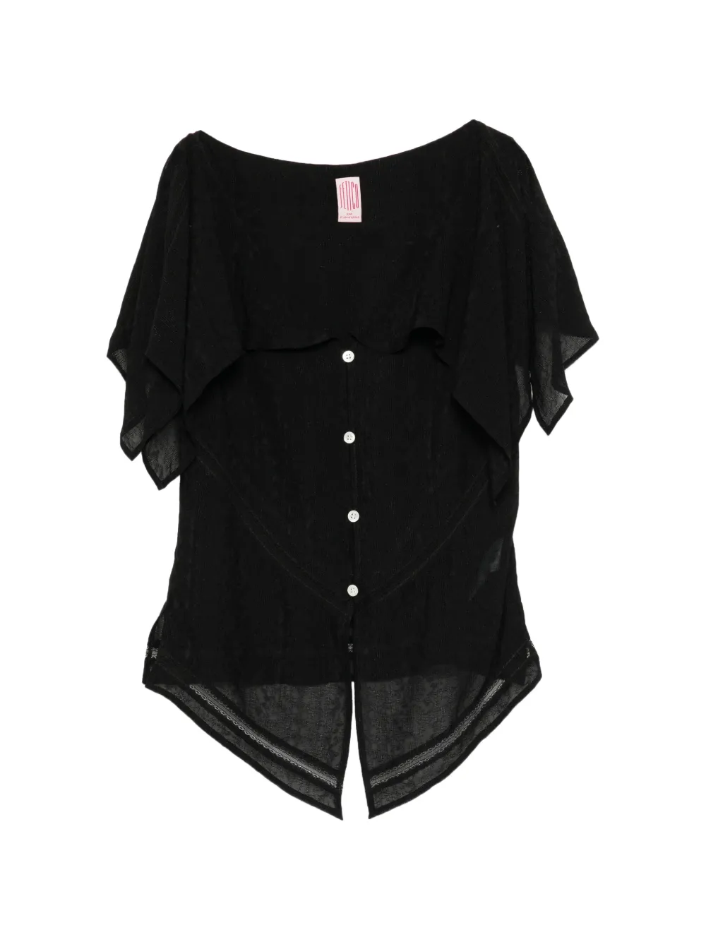 FETICO ruffled-sleeve button-up blouse - Nero