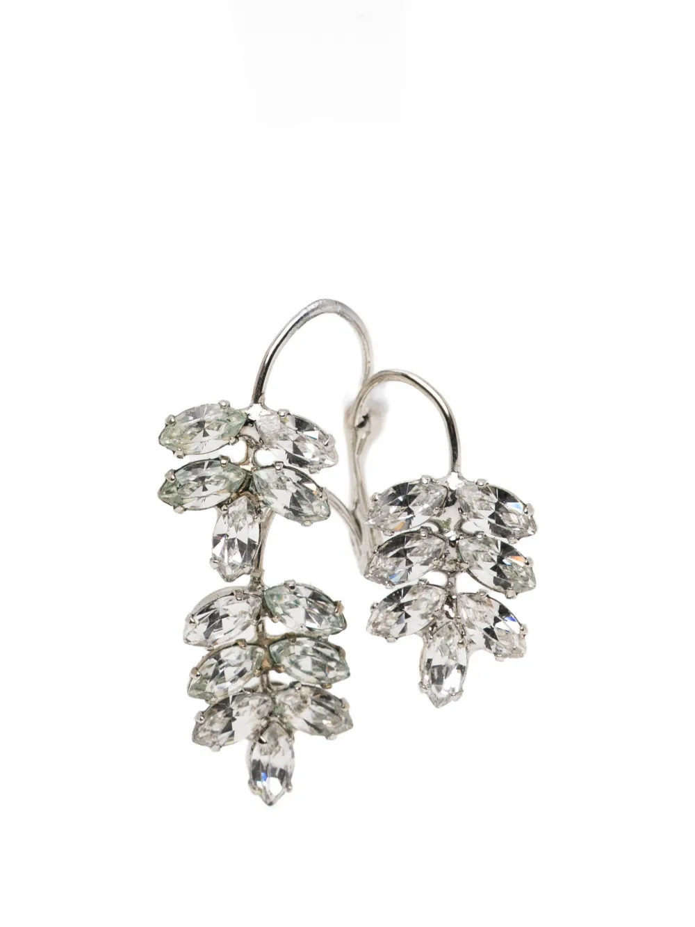 Jennifer Behr crystal-embellished leaf earrings - Argento