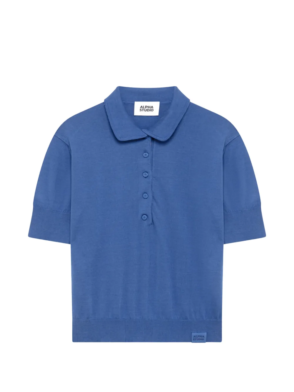 ALPHA STUDIO 니트 반소매 폴로 셔츠 | 블루 | Image 1