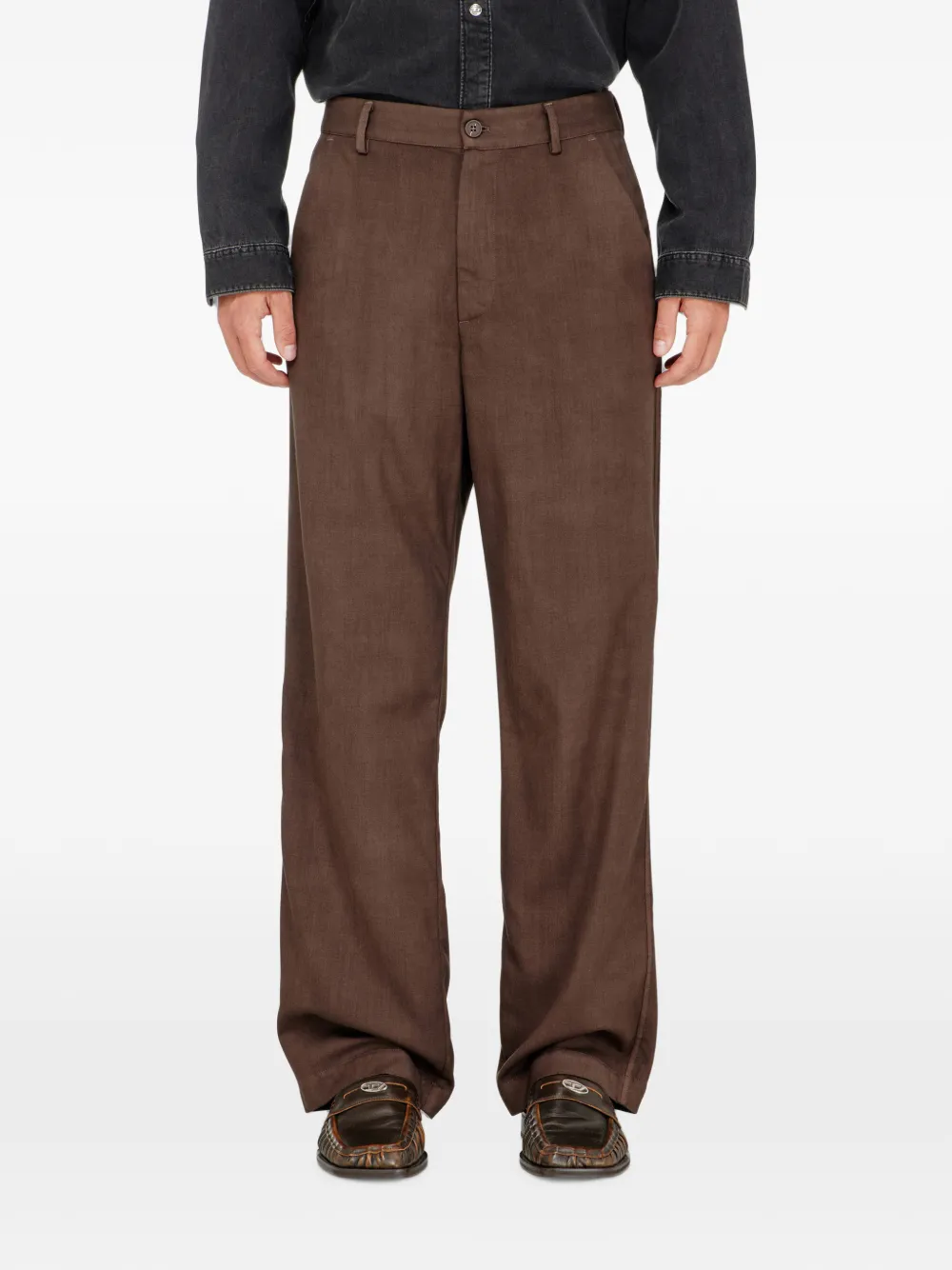 Diesel Chino broek van lichtstretch wol Bruin